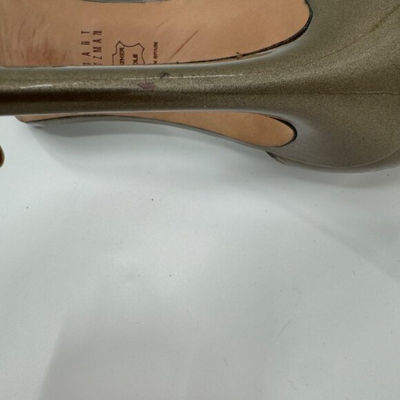 Stuart Weitzman Iconic Nudistsong Ankle Metallic Leather Strappy High Heel Sanda - Picture 9 of 10